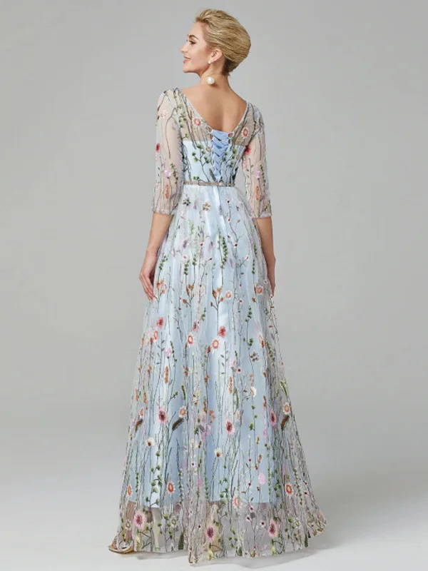 ชุดราตรีลูกไม้ยาวแบบเจ้าหญิง คอตั้งผ้ากำมะหยี่ ทรงบอลกาวน์ เอวกลาง สำหรับงานฉลองส่งท้ายปี