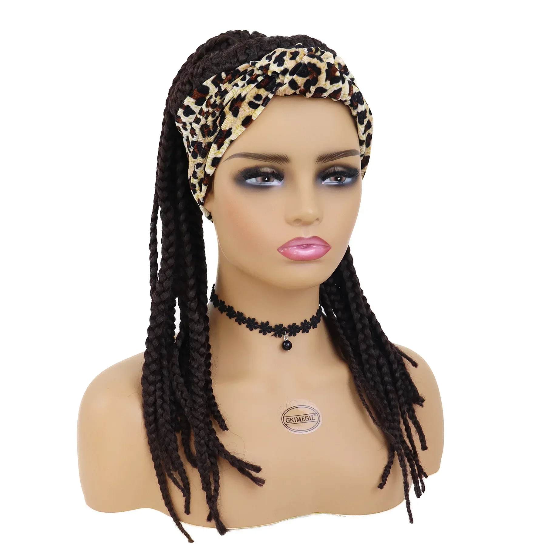 GNIMEGIL Synthetic Braided Headband Wigs for Black Women Long Curly Kinky Colly Afro Wig Natural Hair Dreadlock Wigs with Bangs