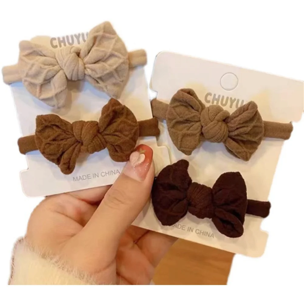 5Pcs/Lot Cute Bowknot Baby Headband For Girls Turban Solid Headbands Elastic Hair Bands Soft Nylon Women Hair Accessories