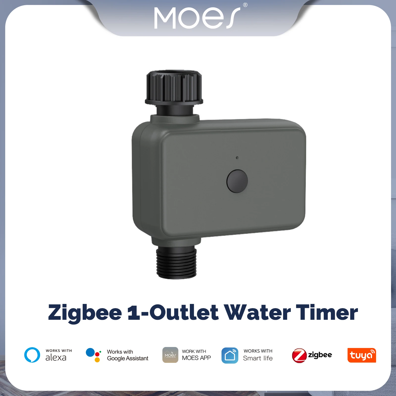 MOES ZigBee Smart Sprinkler Water Timer with 1 Outlet Rain Delay Filter Programmable Irrigation Timer Support Alexa Google Home