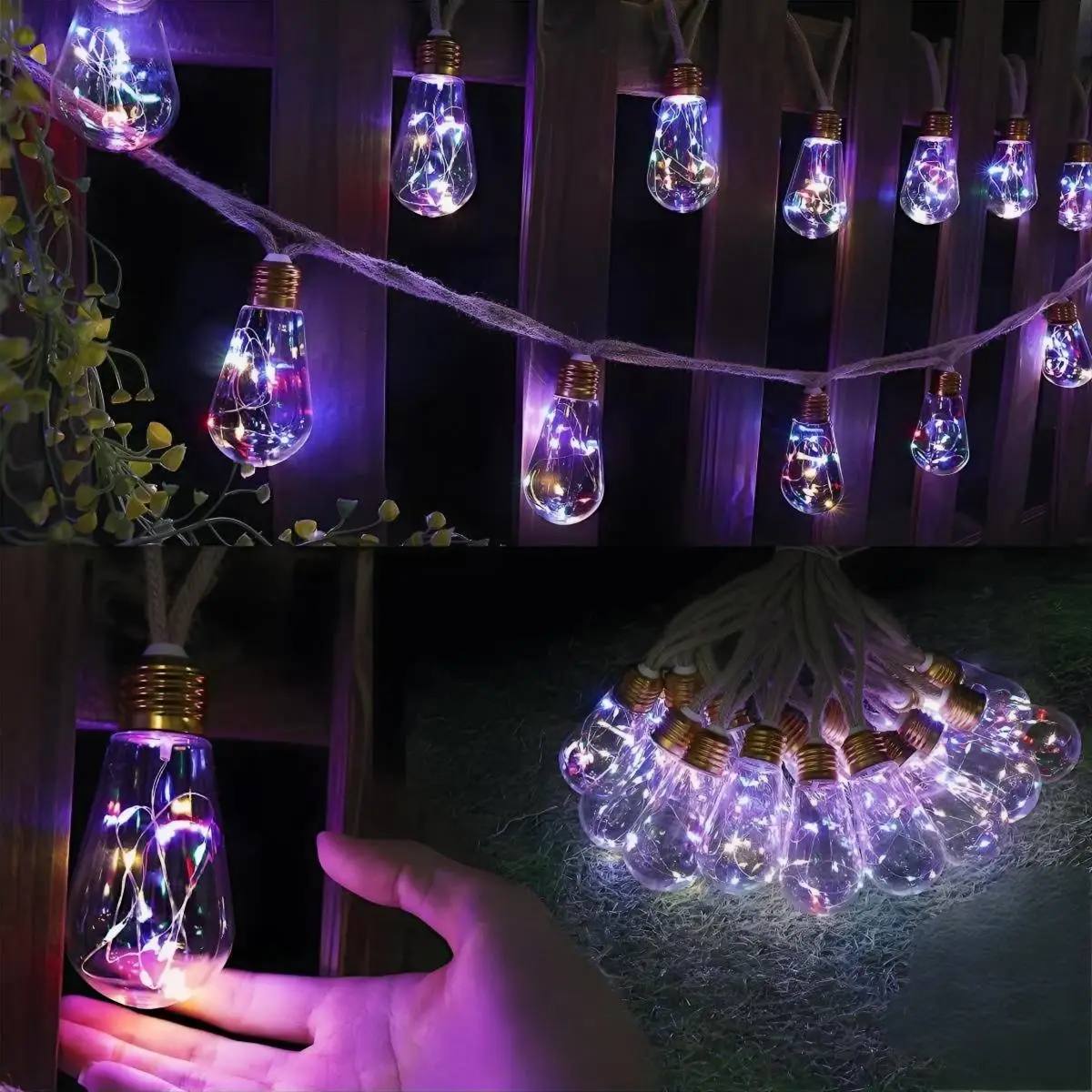 St38 Luci a corda per esterni per decorazioni natalizie aggiornate (luci a filo di rame a LED ad energia solare) con telecomando, lucine dimmerabili per la decorazione del cortile e del giardino