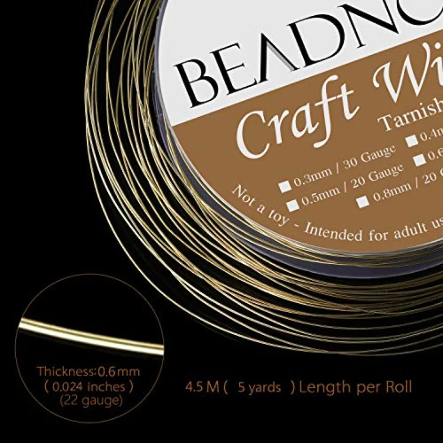 Bare Copper Wire Tarnish Resistant Jewelry Making Wire Gold Plated, 22 Gauge