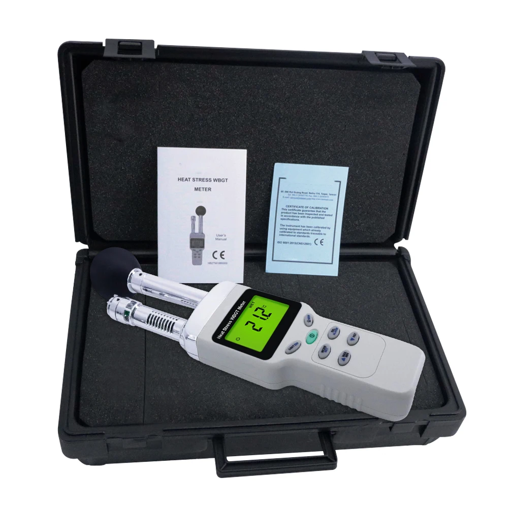 Professional WBGT Meter, High Quality Heat Stress with TG, RH, TA, WET & DEW Measurement, Data Hold/Record, Backlight, Alarm OEM