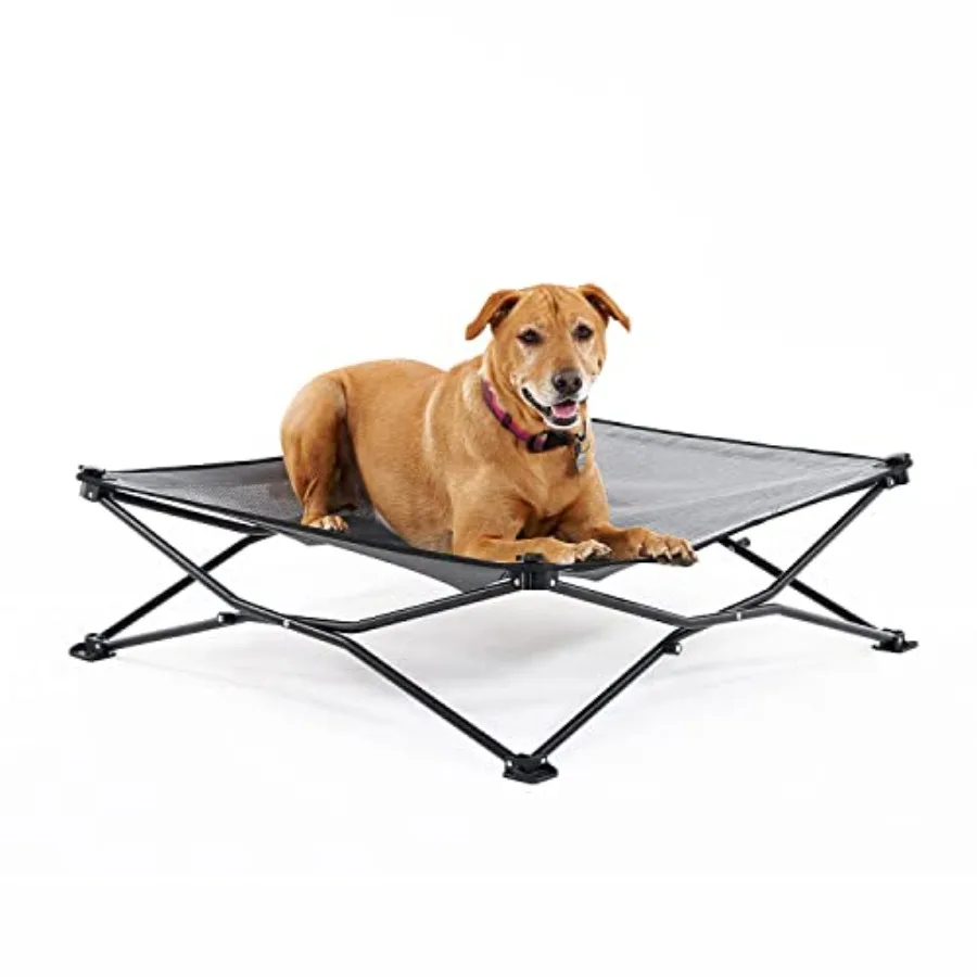 

On-The-Go Elevated Dog Bed - Foldable Pop-Up Travel Dog Bed with Breathable, Moisture-Resistant Fabric, Steel Gray, Lightweight