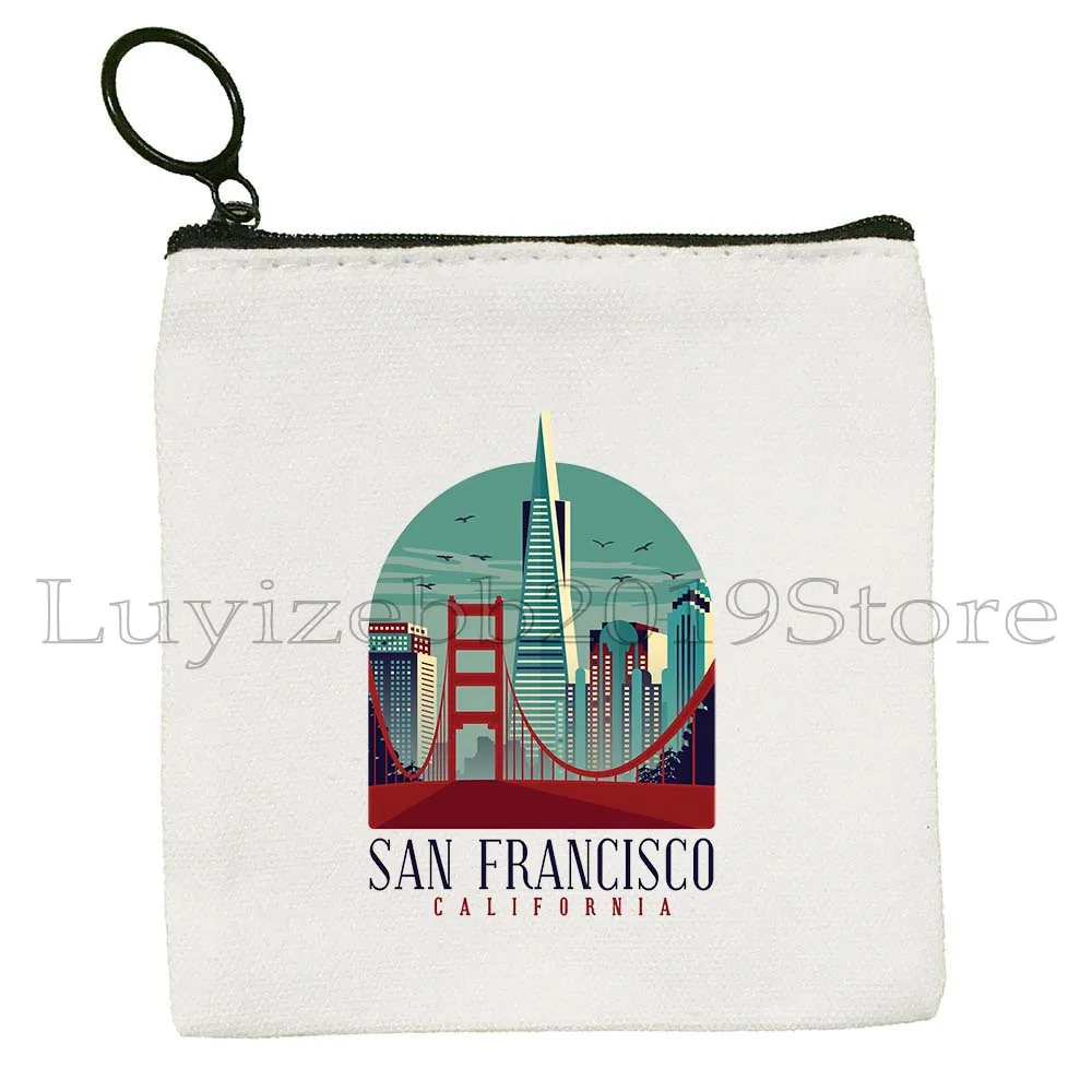 Berlin Rome Barcelona Brazil New York Paris London Moscow Istanbul Venice Tokyo Gift Canvas Coin Purse Key Case Bag Wallet Pouch