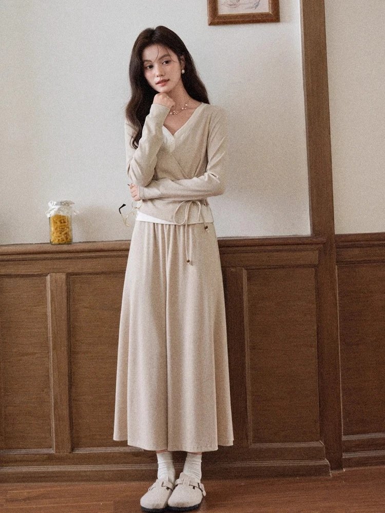 ALXNAN grande taille jupe à l'avoine décontracté longue taille élastique a-ligne jupes 2025 automne élégant coupe ample bureau dame vêtements D12729