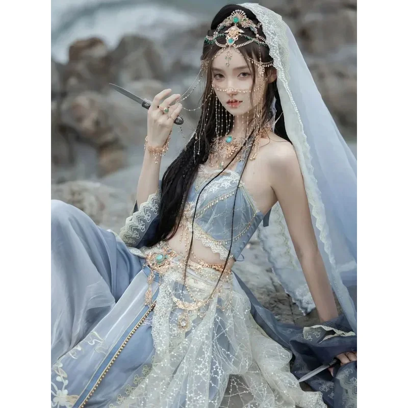 Cyesotic feminino ocidental beleza fotografia mostrar roupas voando exótico pesado indústria dança desempenho roupas