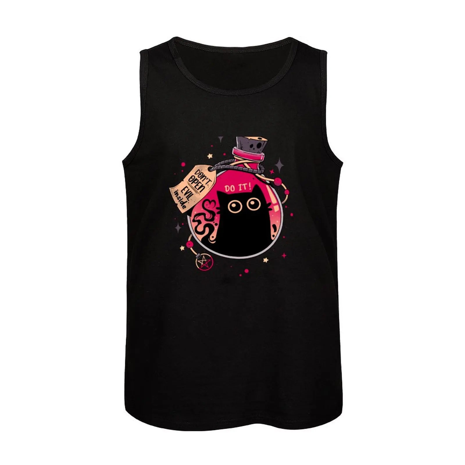 Bottled Menace - Evil ใหม่ผู้ชายสีดำ Cat Tank Top สำหรับยิม