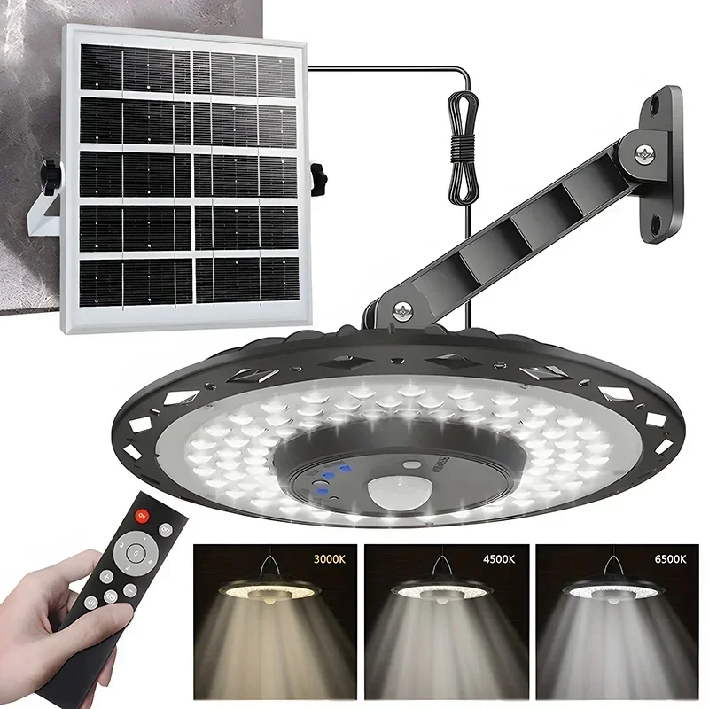 Solar Powered Hanging Light, Motion Sensor Solar Pendant Lamp for Shed, Gazebo, Barn, Patio, Outdoor Indoor Ceiling Lighting