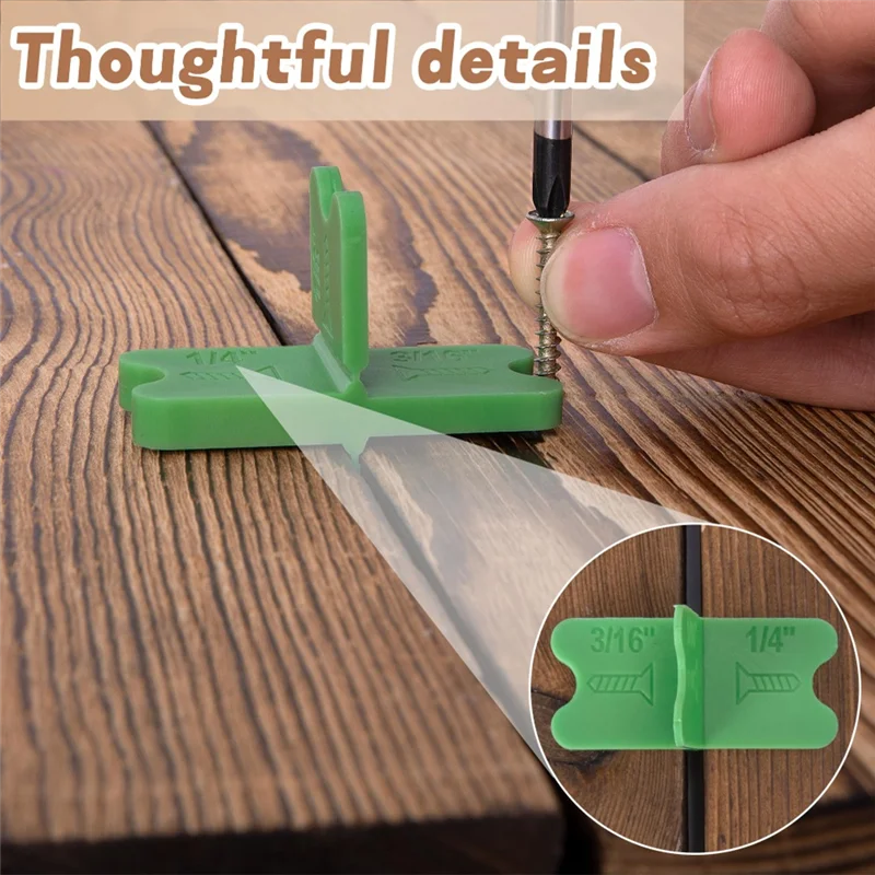 

ABRS-ABS Deck Spacer Tool,4 Thicknesses Deck Board Spacers(1/16In, 1/8In, 3/16In, 1/4In),Green Deck Spacers Assorted