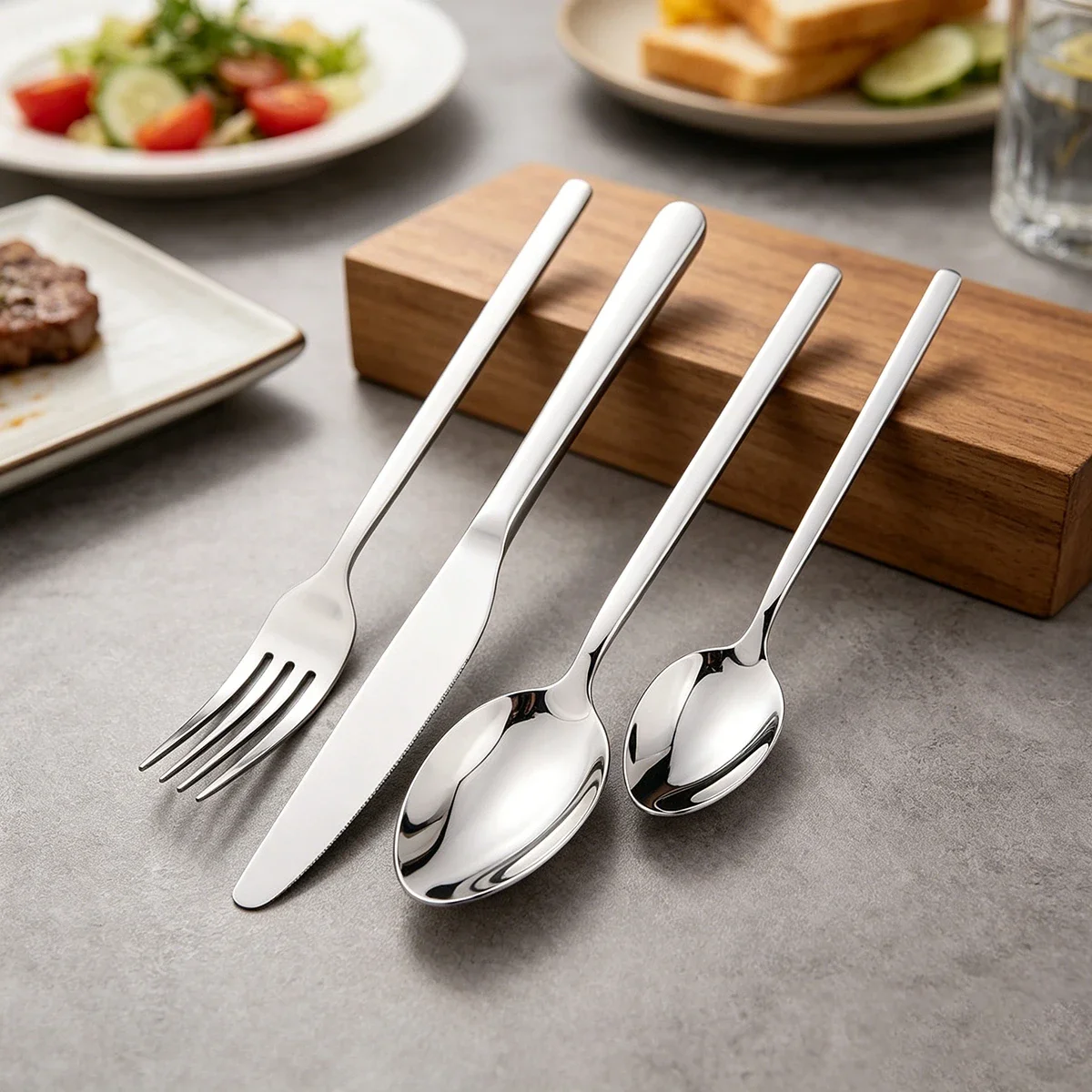 4pcs/set Stainless Steel Kitchen Dining Flatware Shiny Western Cutlery Set High-quality Knife Fork Coffee Spoon Dinnerware