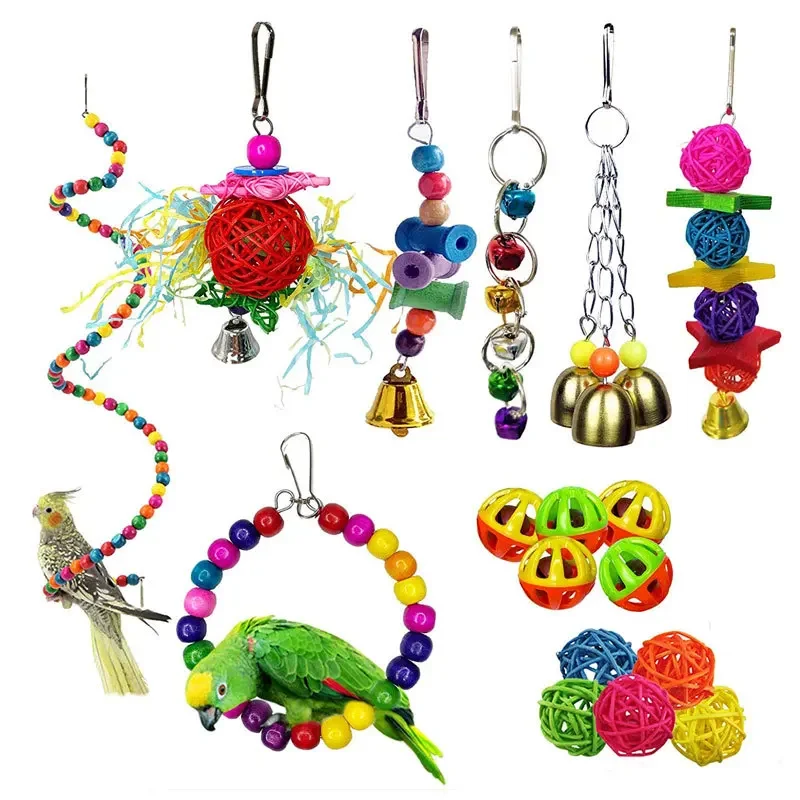 

Bird Parrot Shredding Toys Chewing Foraging Hanging Cage Paper Strings Wire Drawing Ball Toys Relieve Boredom