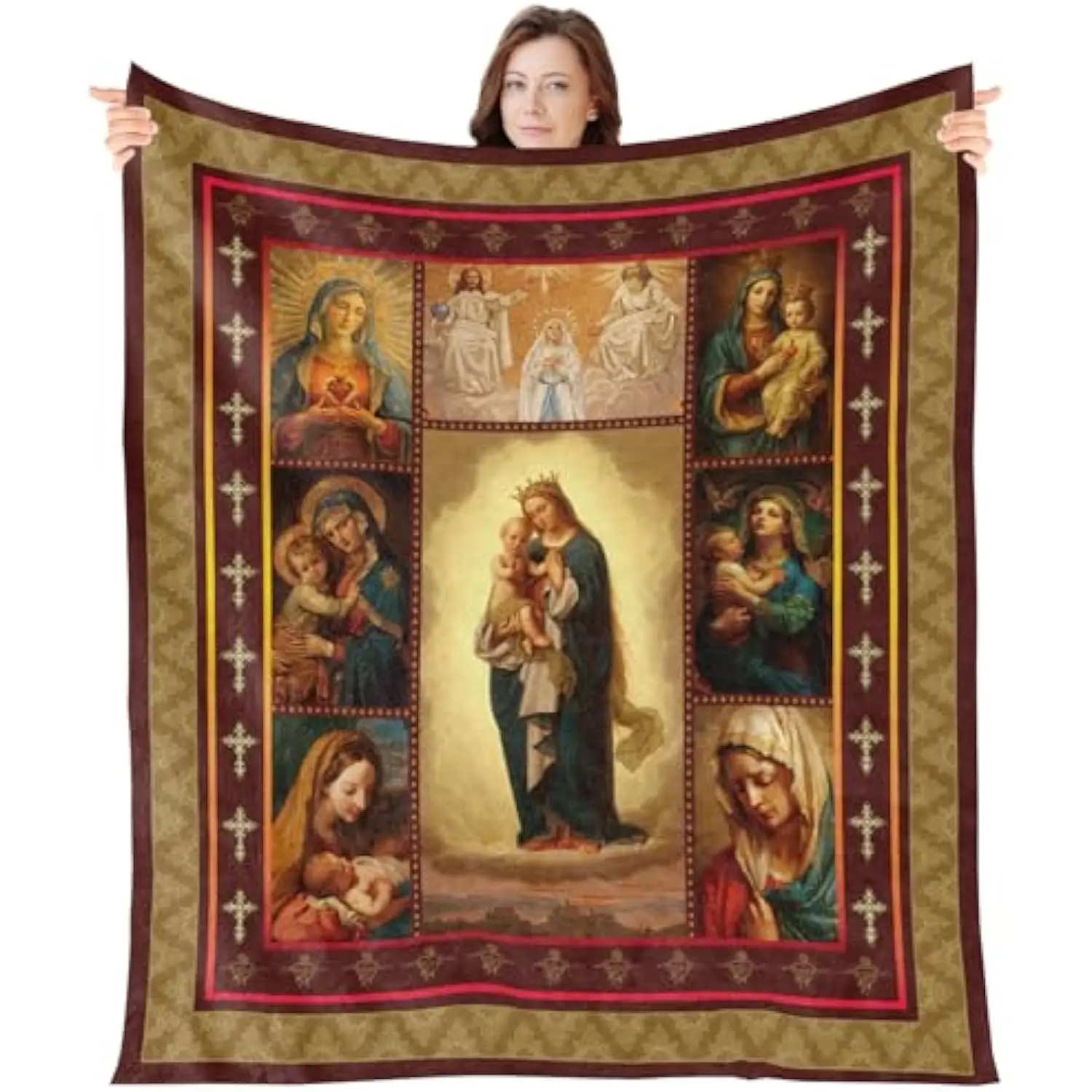 

Флисовое одеяло Девы Марии, религиозное искусство, католические подарки, христианская вера, молитвенная леди, мягкое одеяло