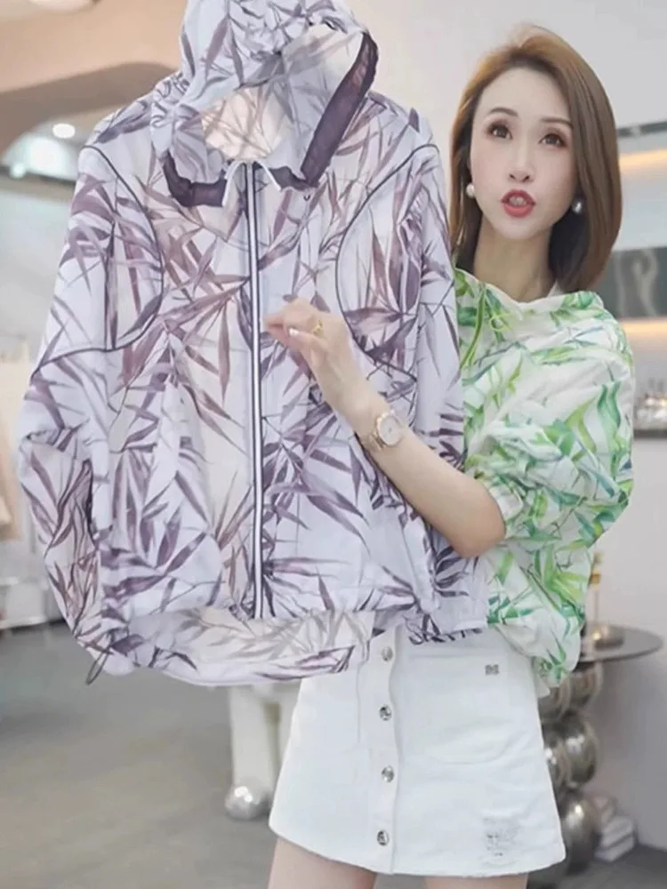 ملابس خارجية نسائية فضفاضة غير رسمية طويلة بقلنسوة وسحاب تصميم أنيق مضاد للأشعة فوق البنفسجية لخريف 2025 Sle Ele ملابس خارجية مضادة للرياح