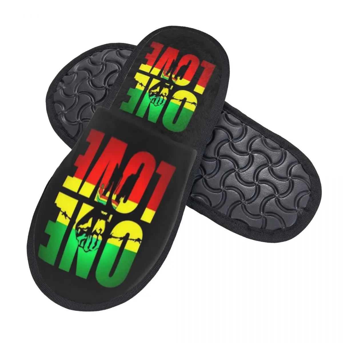 Custom One Love Jamaica Reggae Cozy Scuff With Memory Foam Slippers Women Spa House Shoes