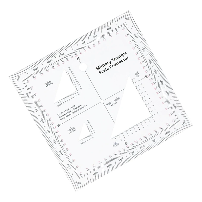 ABJI-Coordinate Scale Practical Transparent Topographical Map Scale Navigation Military Protractor