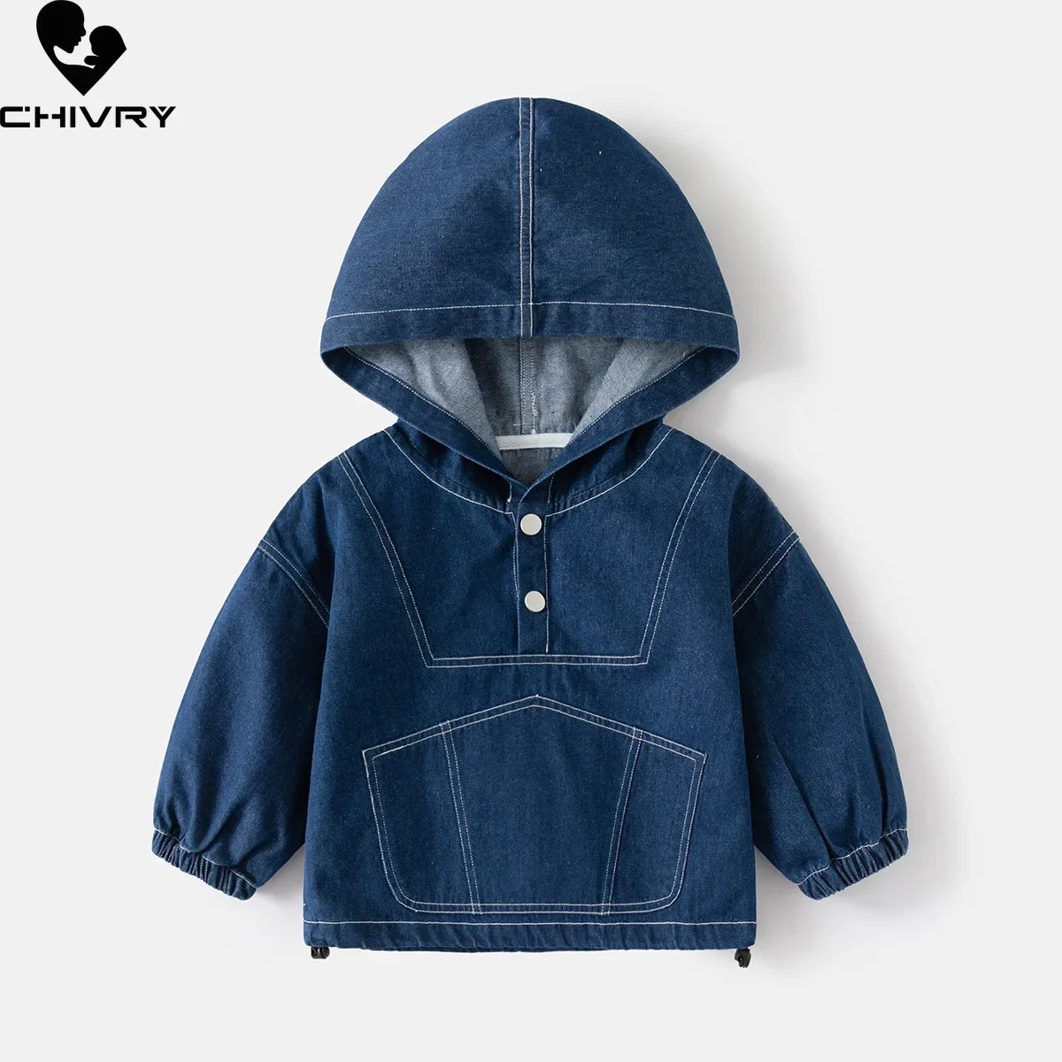 

New 2024 Spring Autumn Kids Fashion Denim Jacket Children Boys Casual Hooded Pullover Solid Coat Jackets Denim Clothing