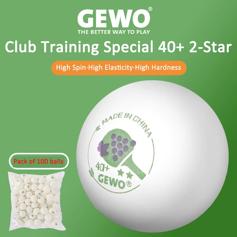 

GEWO 2 Star ABS New Material Table Tennis Balls with Seam 40+mm Durable High elasticity Ping Pong Balls for Club Training 100PCS