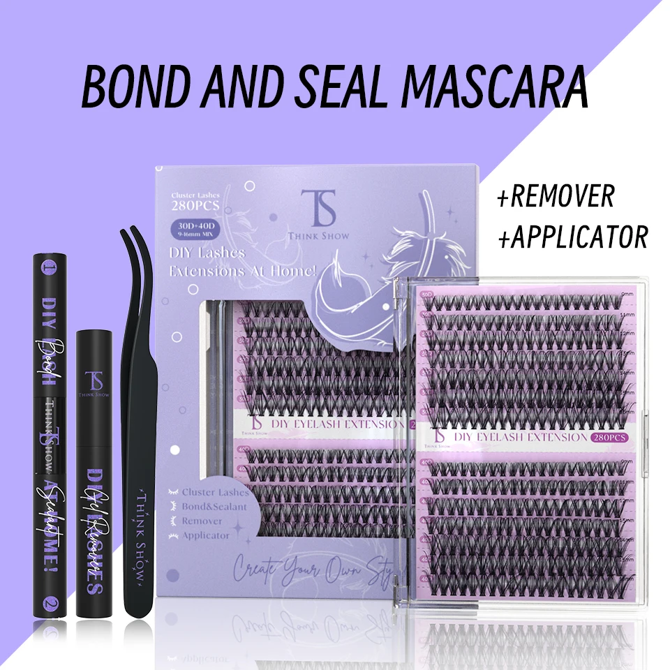 

DIY Makeup Set 400pcs Bunches Lash Bond and Seal Eyelash Glue Remover Applicator Lash Clusters Eyelash Extensions Complete Kit