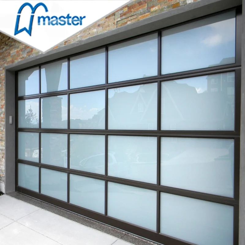 Chinese Manufacture Automatic Insulated Remote Control Overhead Steel Aluminum Glass Garage Door With Frost Glass