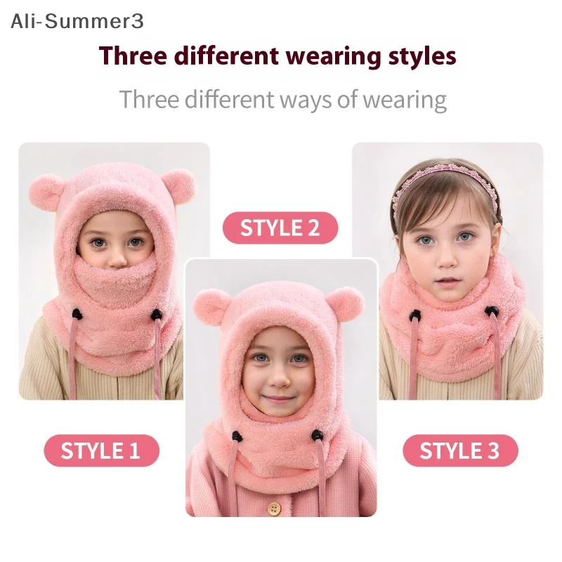 Kid pluche bivakmuts hoeden winddicht warme muts sjaal verstelbare nek cover oorbescherming cap