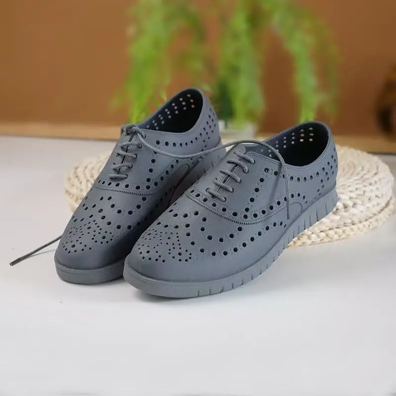 Man\'s Summer New Baotou Hollow Out Sandals Soft Sole Non-Slip Anti Odor Lace Up Waterproof Casual Board Shoes Wading Shoes