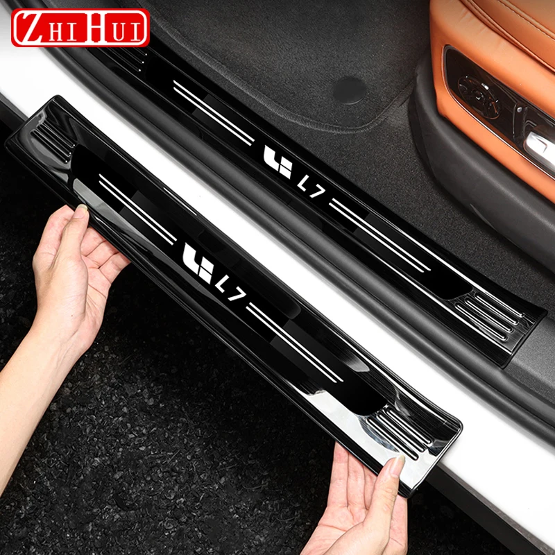 For Li Lixiang L7 2022 2023 2024 Car Interior Door Welcome Threshold Cover Sticker Stainless Steel Protector Auto Accessories