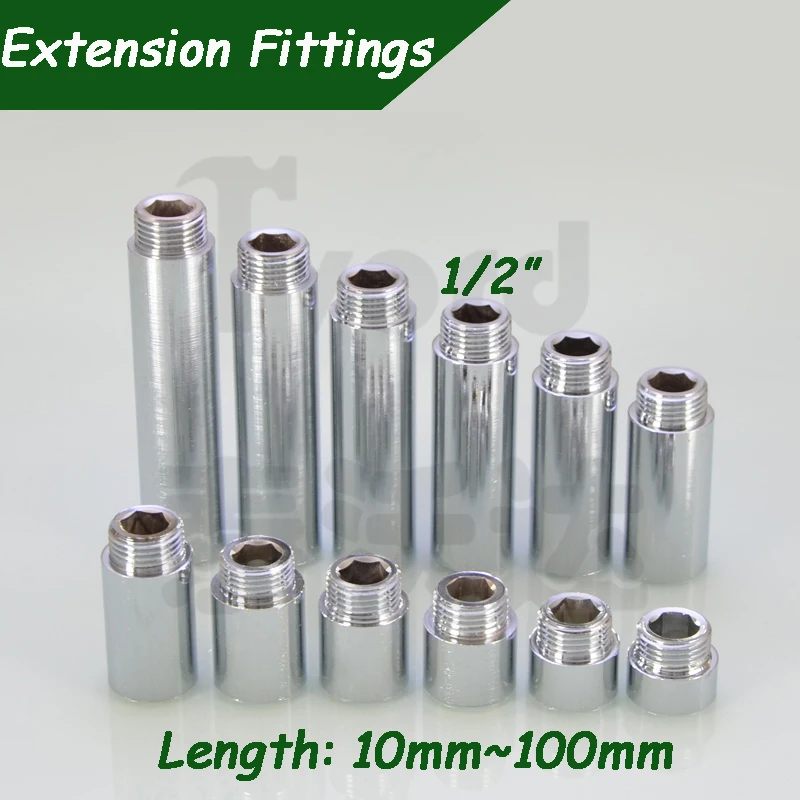 

1/2" Male& Female Hexagonal Extension Tube Length 10 15 20 25 30 40 50 60 70 80 ~100mm 304 Stainless Pipe Fitting Connector