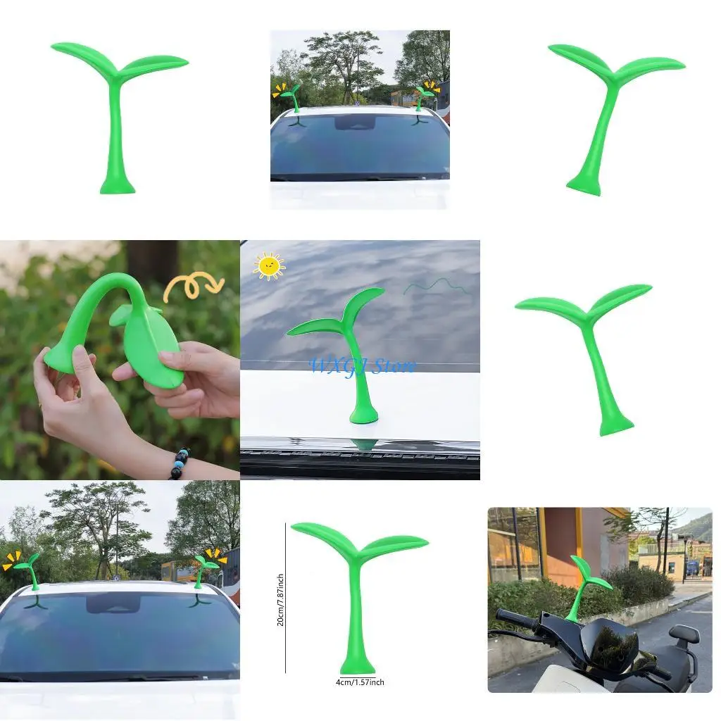 

37JE Green Grass Bean Sprout Car Ornament Car Roof Decoration Stickers Automotive Decorative Accessory Bumper Hood Sticker