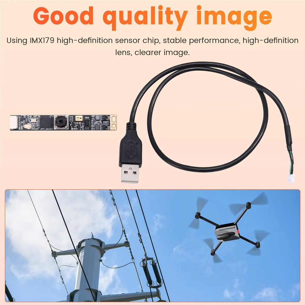 A40I IMX179 Camera Module 8MP Autofocus 78 Degree High-Definition Mini IP Webcam CMOS 3264x2488 USB Plug Play for Laptop