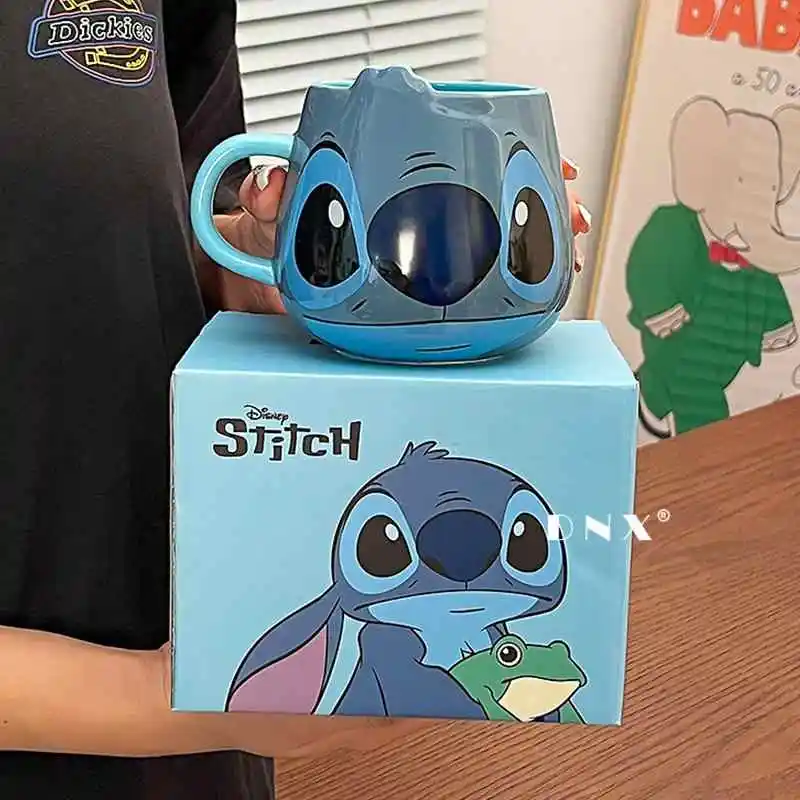 

530ml Disney Stitch Girl High Beauty Fashion Cartoon Cute Creative Pattern Couple Milk Coffee Ceramic Mug Home Dormitory Cup