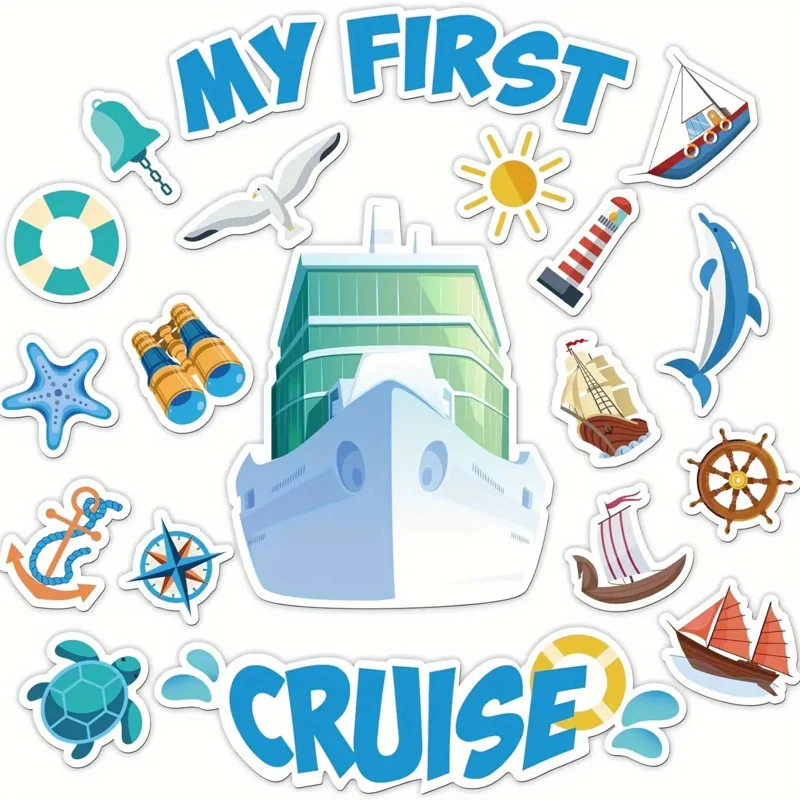 20pcs First Cruise Door Magnets Boat  Magnets Funny Cruise Door Decorations Cruise Magnets for Door Refrigerator Cruise Essentia