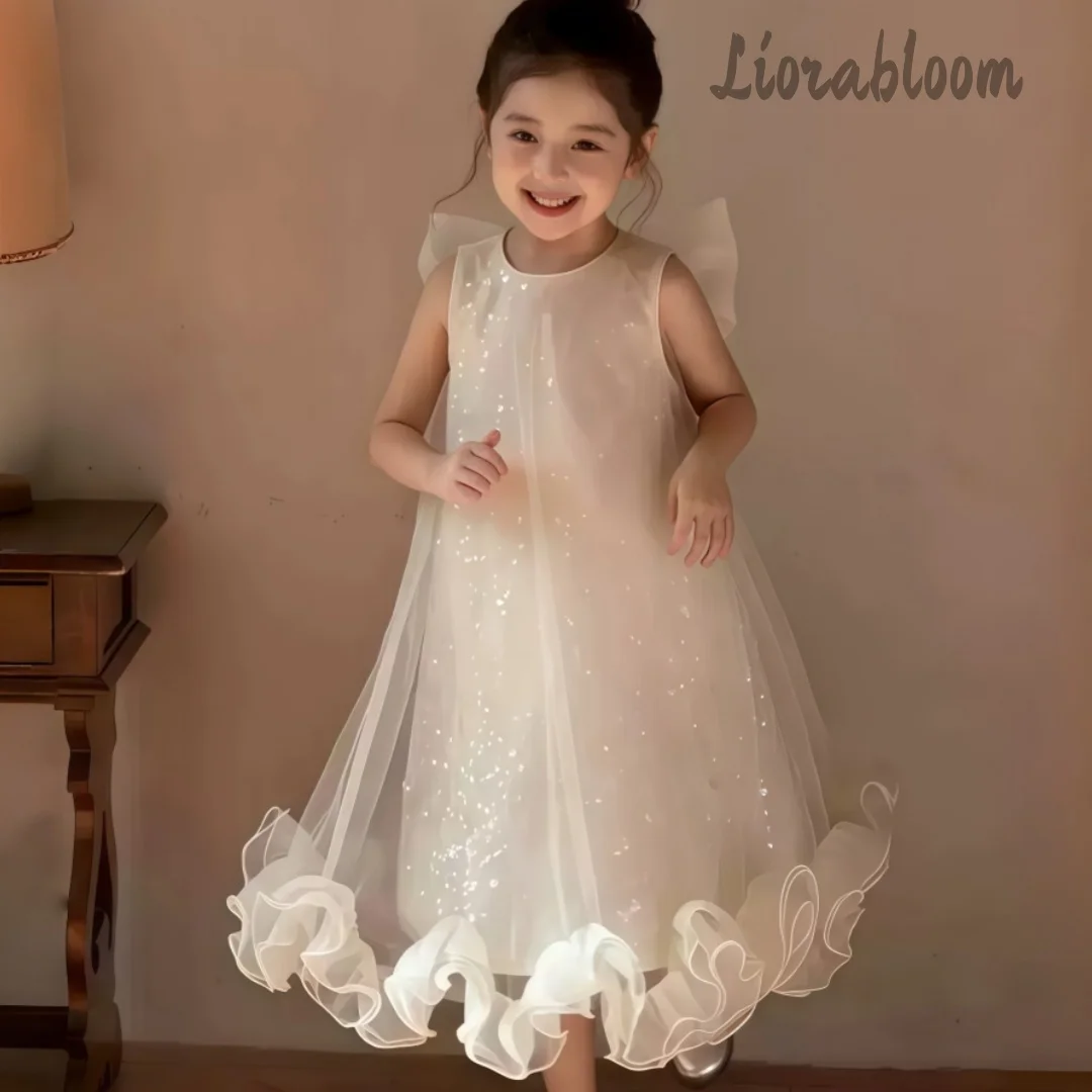 Custom Girls' Formal Dress  White Dress With Floral Hem Women's Wedding Party Attire Dress свадебное платье