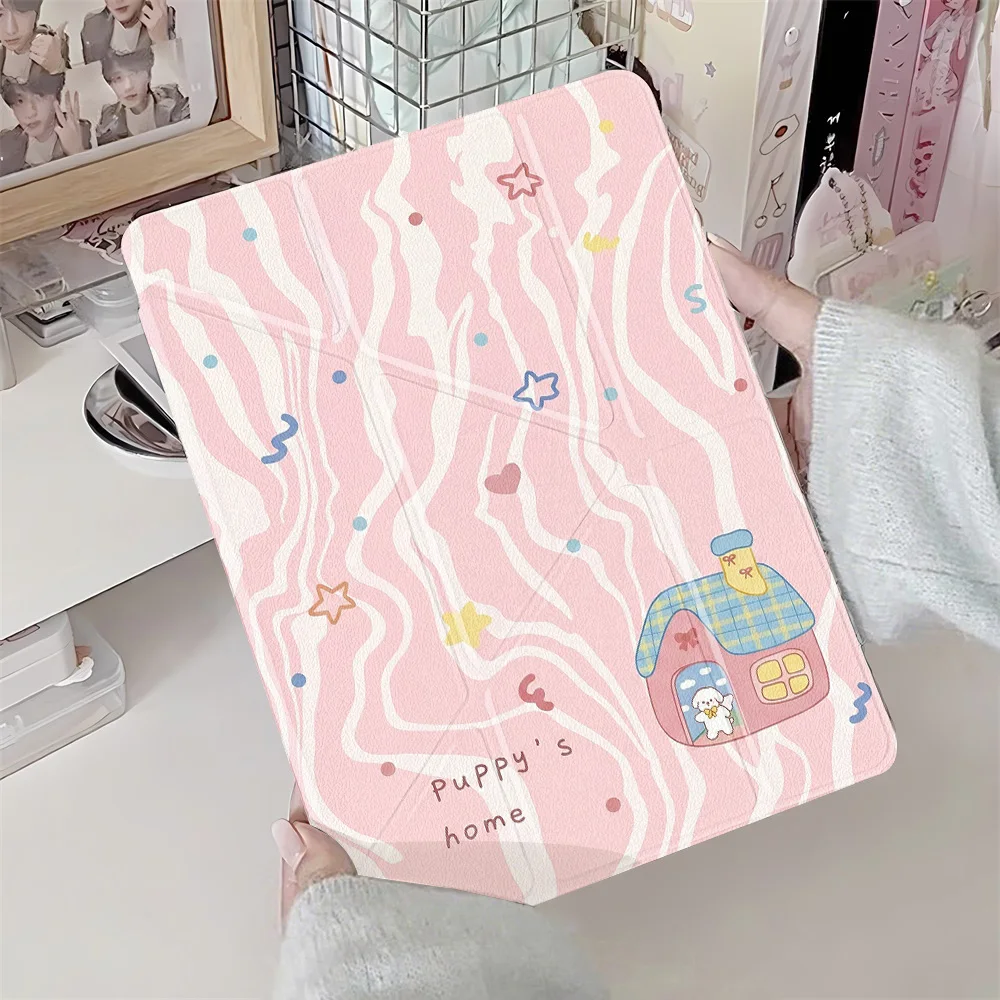 Cute Kitten Pink Y-fold Case For iPad Air 13 11 M4 M3 M2 2026 2025 2024 iPad 11th 10th Gen Mini 7 6 Air 5 4 3 2 1 Holder Cover