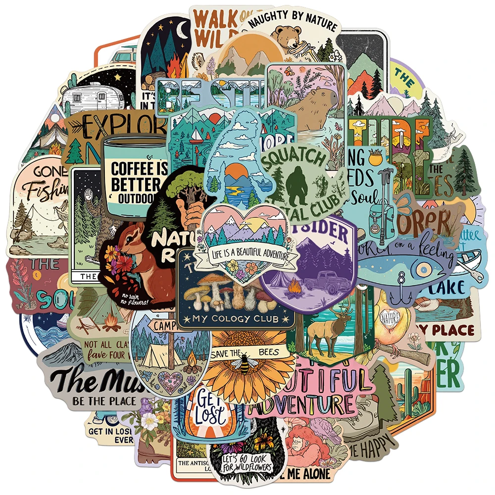 

50PCS Creative Natural Rules Personalized Stickers, Account Decoration Materials, DIY Water Cup Phone Case Stickers