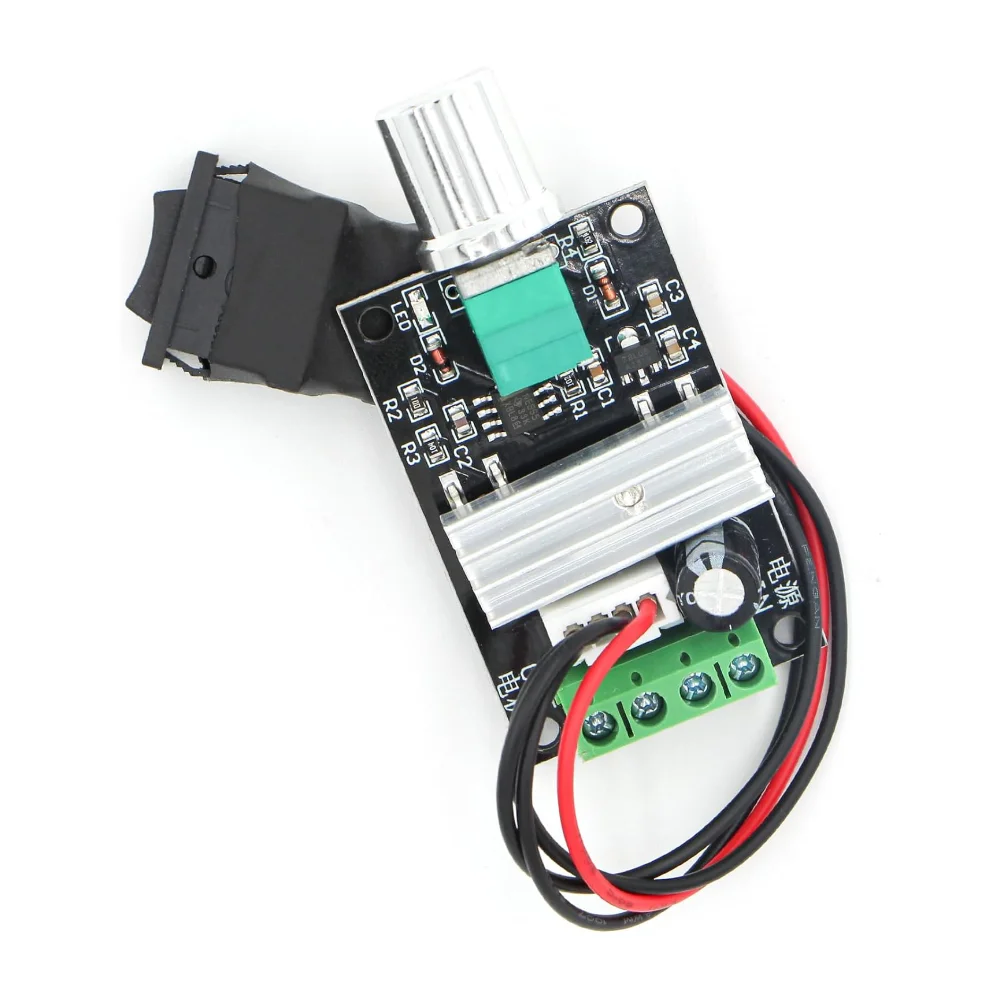 Small PWM DC Motor Speed Controller, 6V-28V 3A 80W, with Forward/Reverse Switch, for Low-Voltage Gear Motors