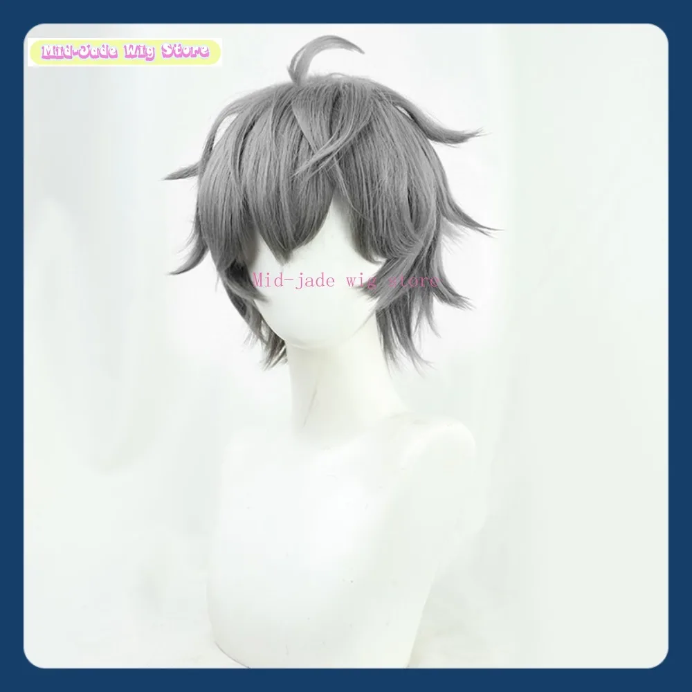 アンサンブルスター-クアン・セナ-コスプレウィッグ-アニメコスプレパーティー-合成毛-グレーレイヤリング-アンチカール-ミッドジェイドウィッグストア
