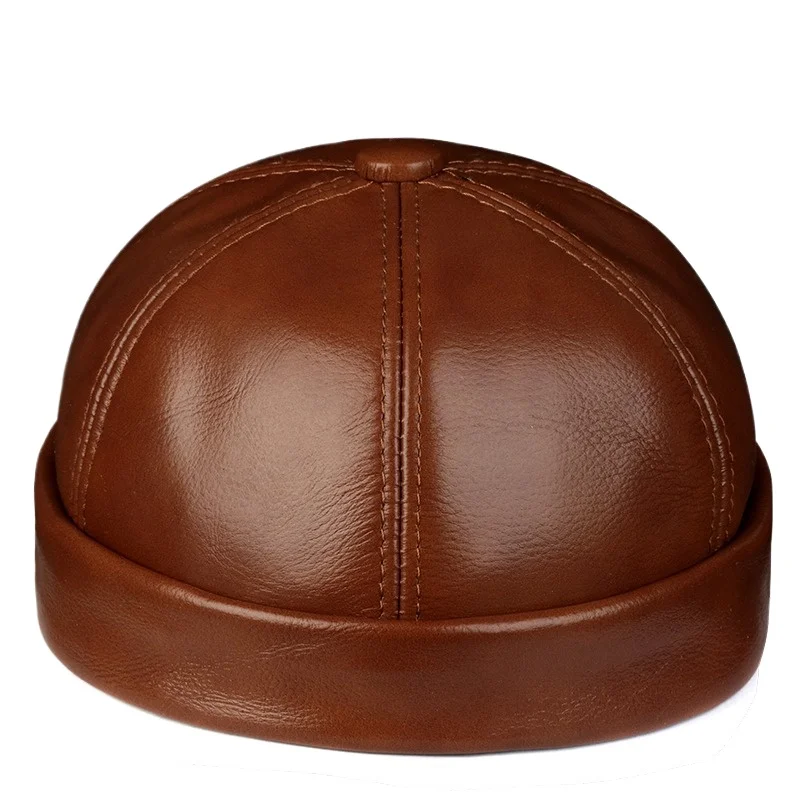 قبعة جلدية للرجال شتاء دافئ قبعة رند البطيخ في قبعة الأمير المالك الأب الجد المسنين #4