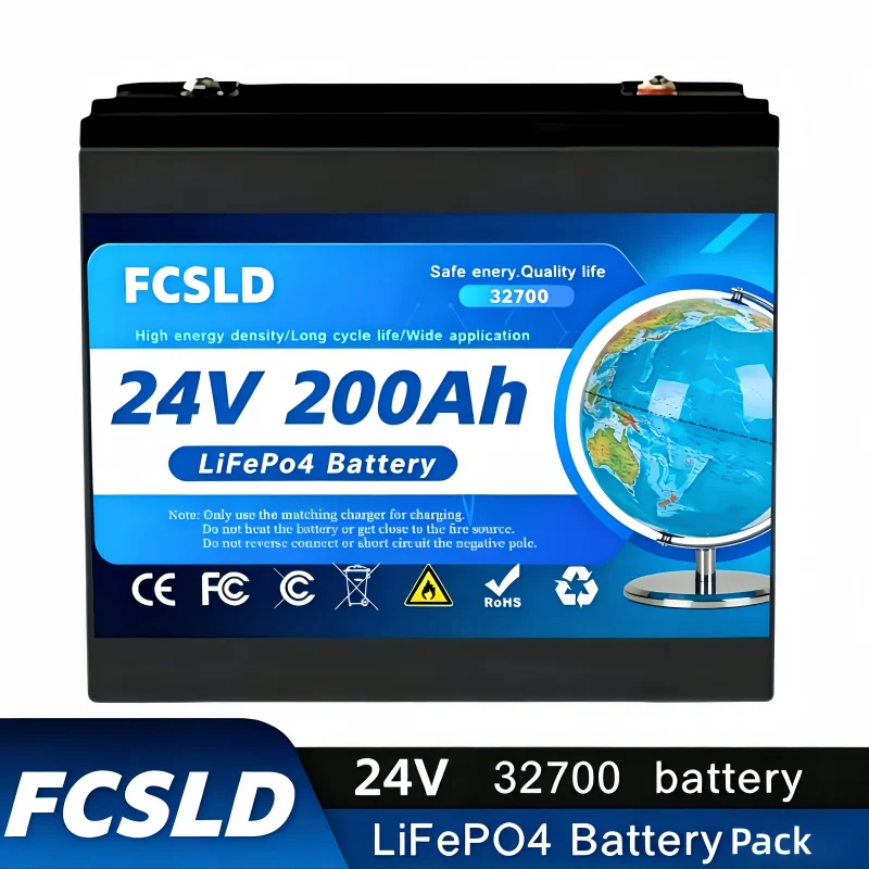 

New LiFePO4 24V Lithium Battery, 100Ah-200Ah, Built-in 200A BMS, Rechargeable Battery, for RV/Camper, Solar, Marine