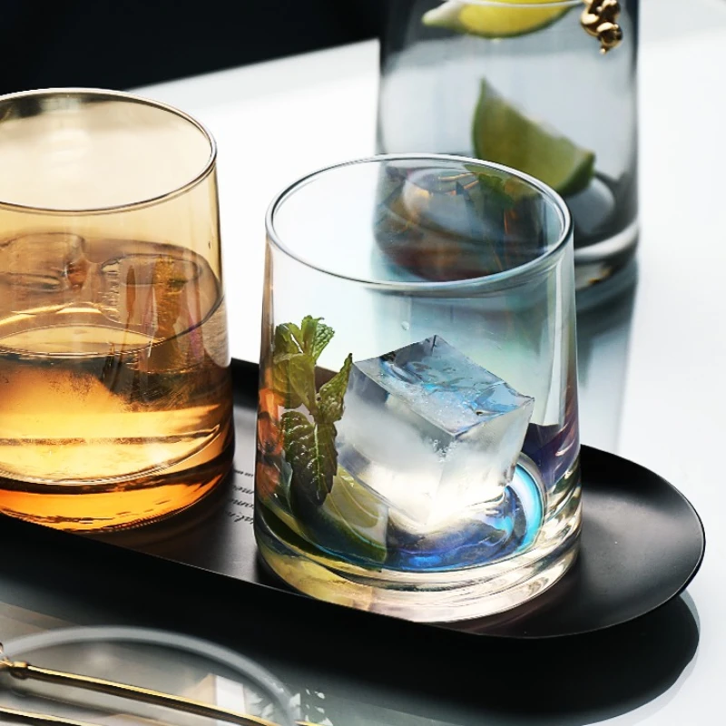 Proste przezroczyste szkło Nordic przenośny okrągły kieliszek do whisky piwo herbata koktajl kieliszek do szampana strona główna kuchnia naczynia do picia