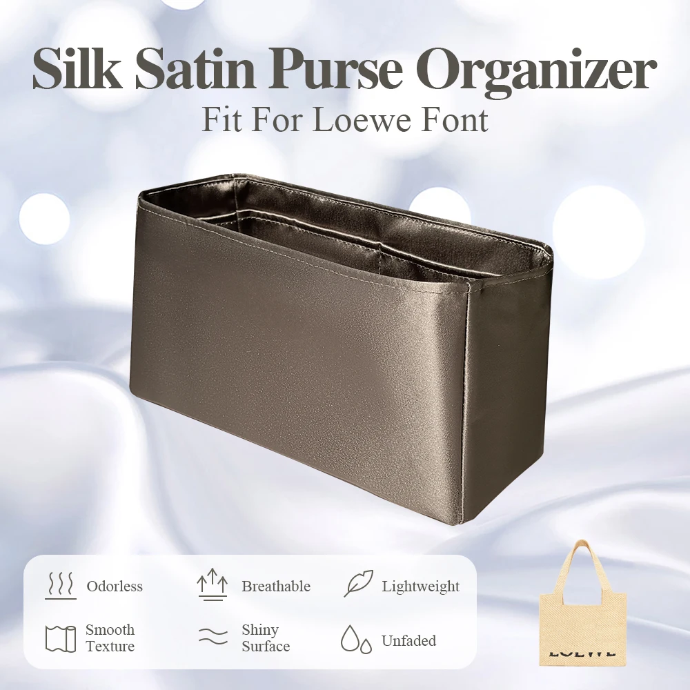 Silk Satin Purse Organizer Insert Fit for Loewe Font Bag Inside Bag Inner Liner Bag Organizer Storage Bag Cosmetics Insert Bag