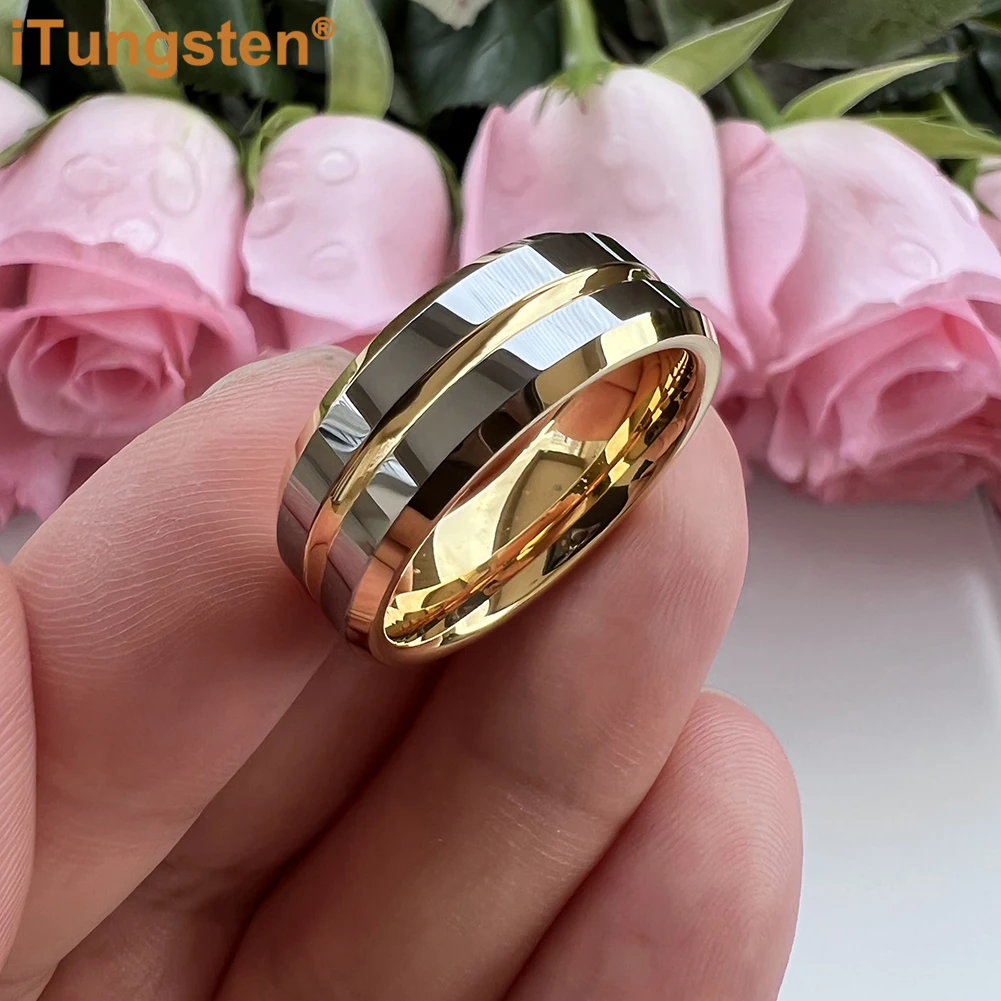 iTungsten 6mm 8mm Two Colors Engagement Ring Tungsten Wedding Band Men Women Fashion Jewelry High Polished Excellent Workmanship