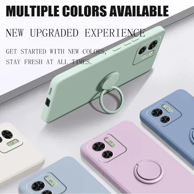 For IQOO Z9 Turbo Case Luxury Ring Holder Liquid Silicone Soft Phone Shell Back Cover for Funda Vivo IQOO Z9 Turbo Чехол