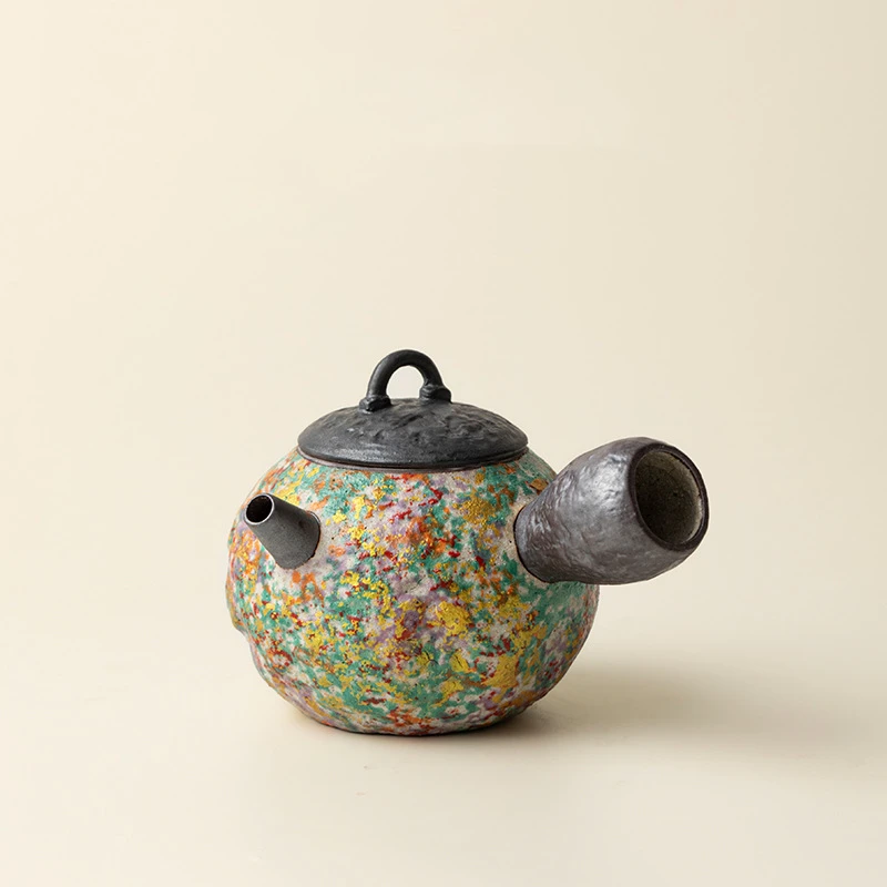 210ml Chinese Traditional Ceramic Teapot Handmade Side Handle Tea Pot Household Ball Hole Filter Kettle Travel Portable Tea Set