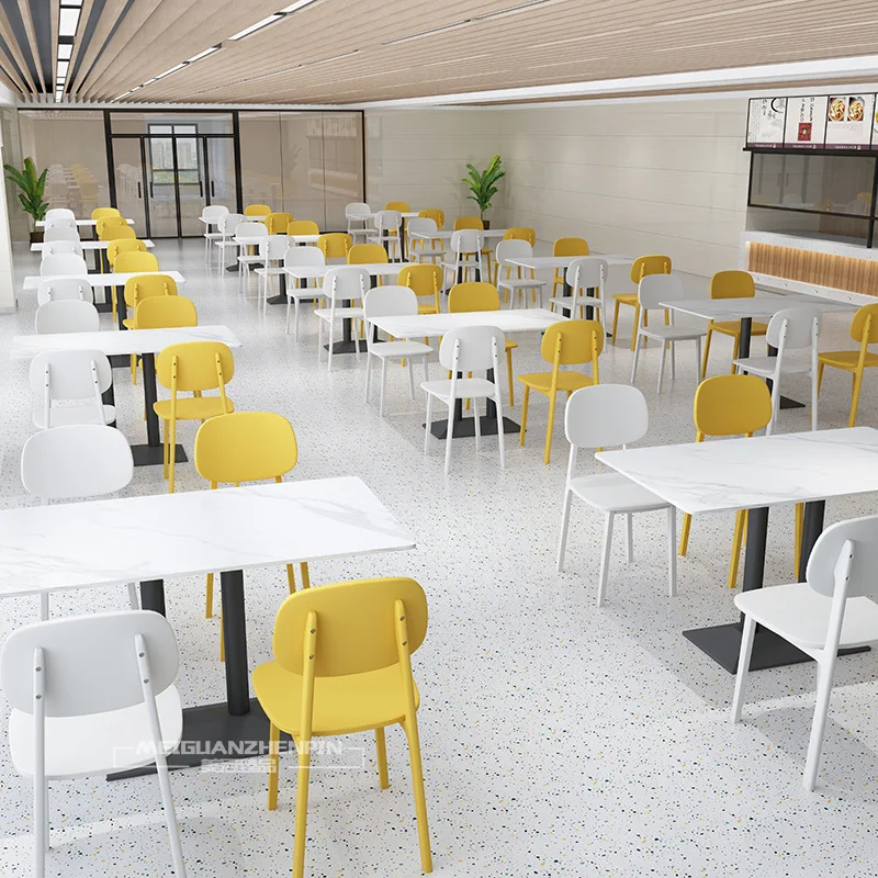 School student staff canteen dining table and chair combination unit company canteen noodle restaurant fast food table and chair