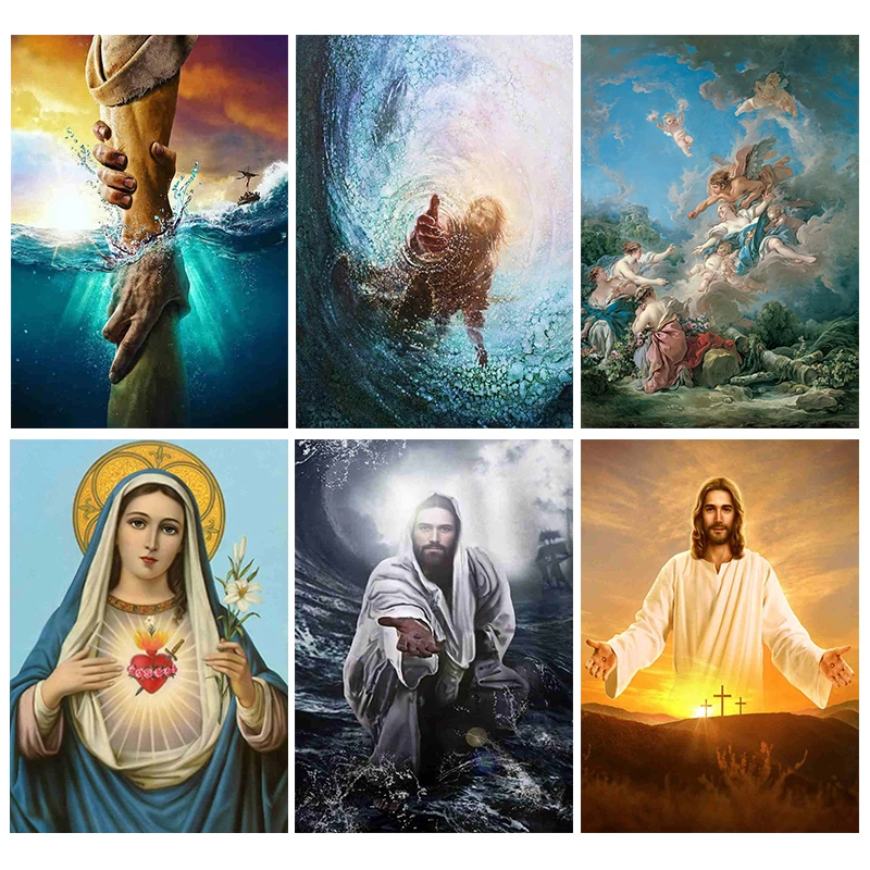 

5D DIY Diamond Painting Religious Figures Jesue Angel Embroidery Mosaic Art Pictures Full Drill Cross Stitch Kit Home Decor Gift