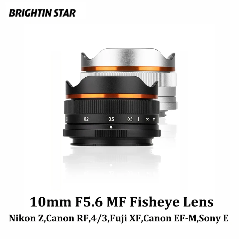 

Brightin Star 10mm F5.6 Fisheye Wide Angle APS-C Mirrorless Camera Lens for Sony ZV-E10 A6400 Canon EF-M Nikon Z Fujifilm