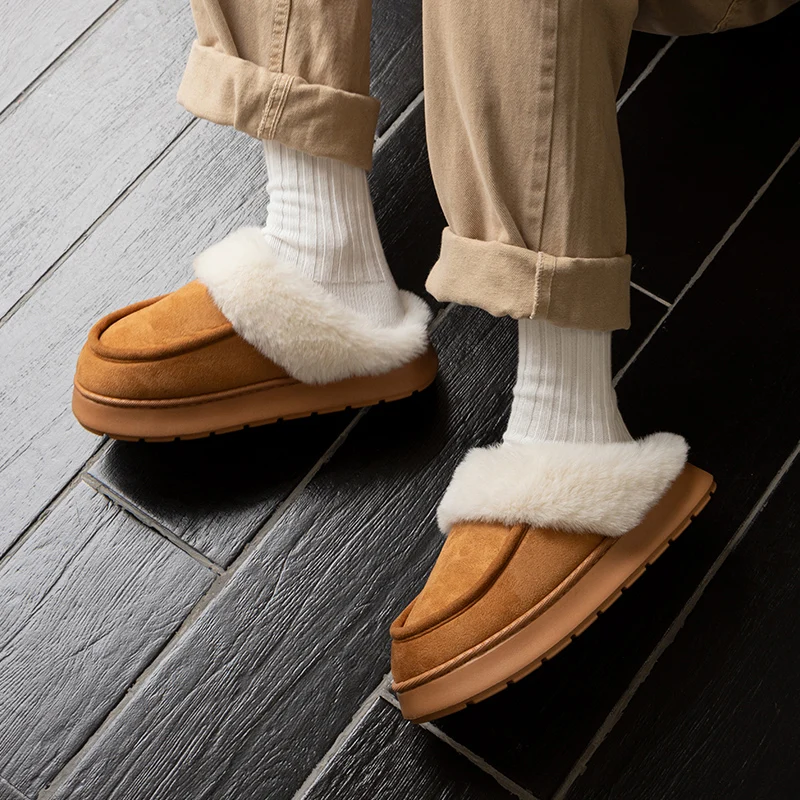 Zapatillas de casa peludas Comwarm para hombre, Zapatillas de felpa de invierno, zapatos planos suaves, pantuflas peludas y esponjosas, Zapatillas de casa cálidas para interiores y exteriores