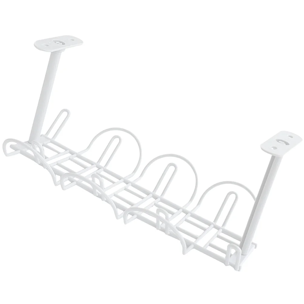 2Pcs Desk Storage Holder Hanging Basket Office Desk Shelf White Simple Design Organizer for Pens Cable Phone