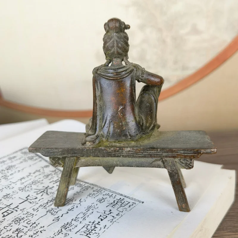 Ancient Buddha, Guanyin Bodhisattva bench, copper ornaments